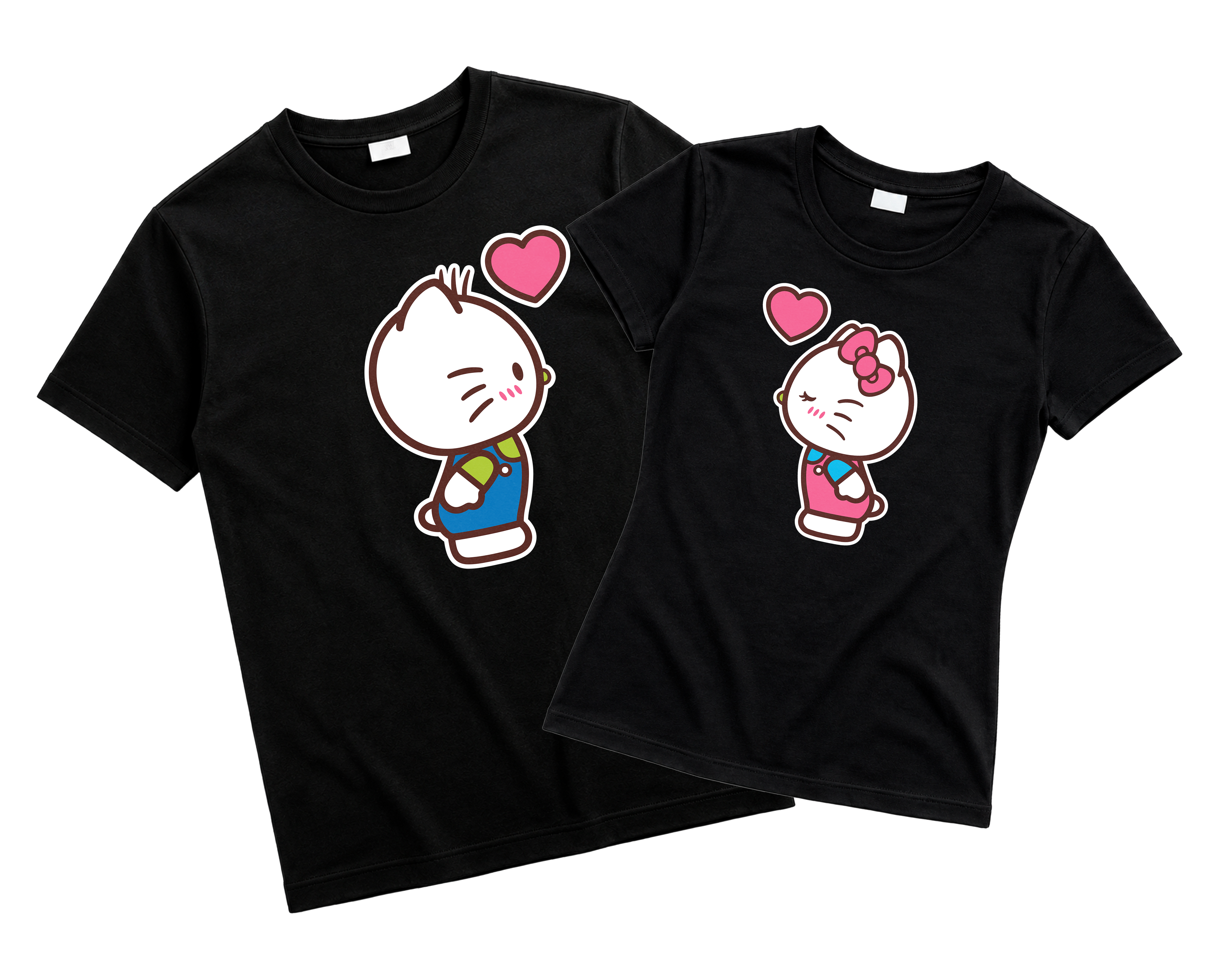 Playeras para Parejas Hello Kitty | Match Ideal para Novios (Incluye 2 Playeras)