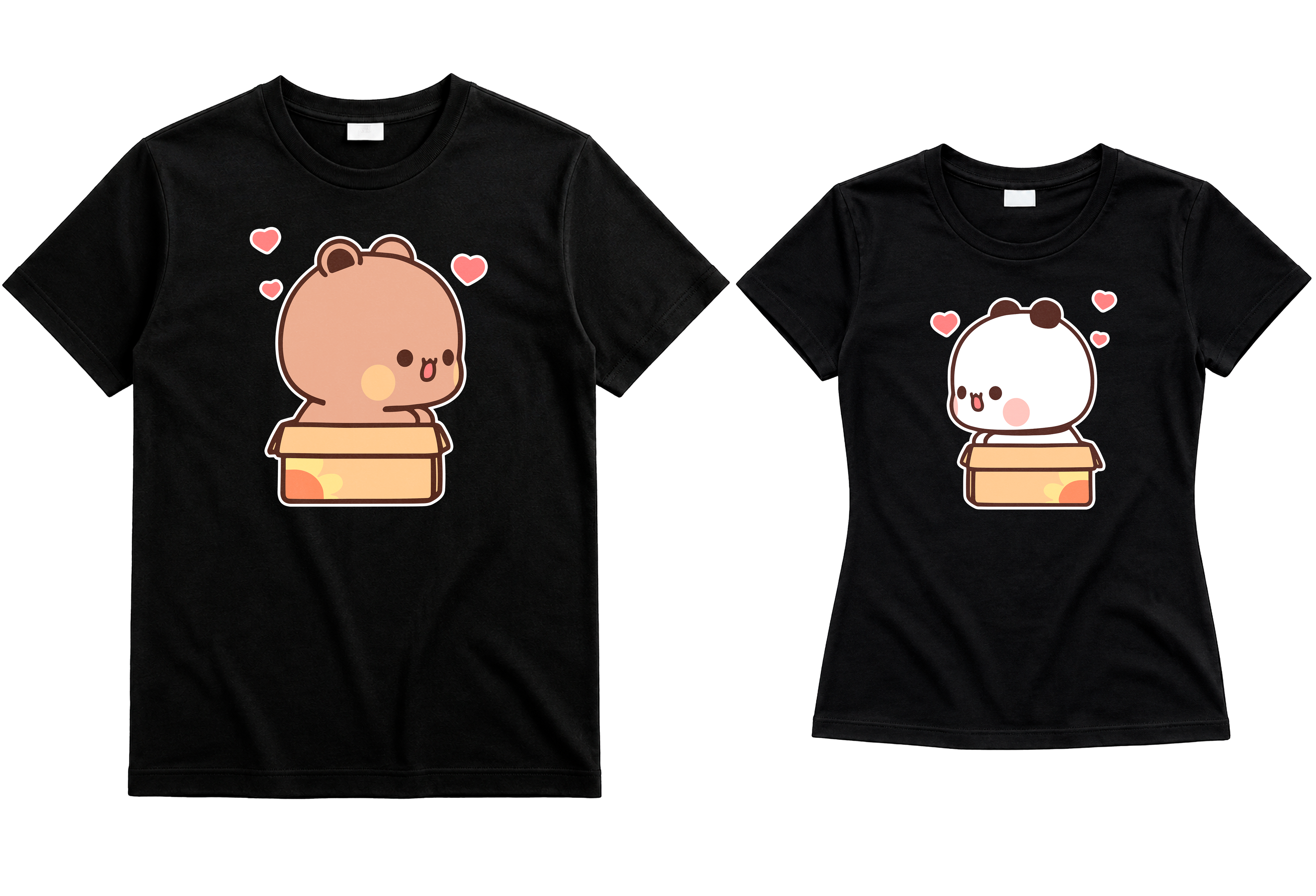 Playeras para Parejas Bubu & Dudu en su Cajita | Match Kawaii (Incluye 2 Playeras)