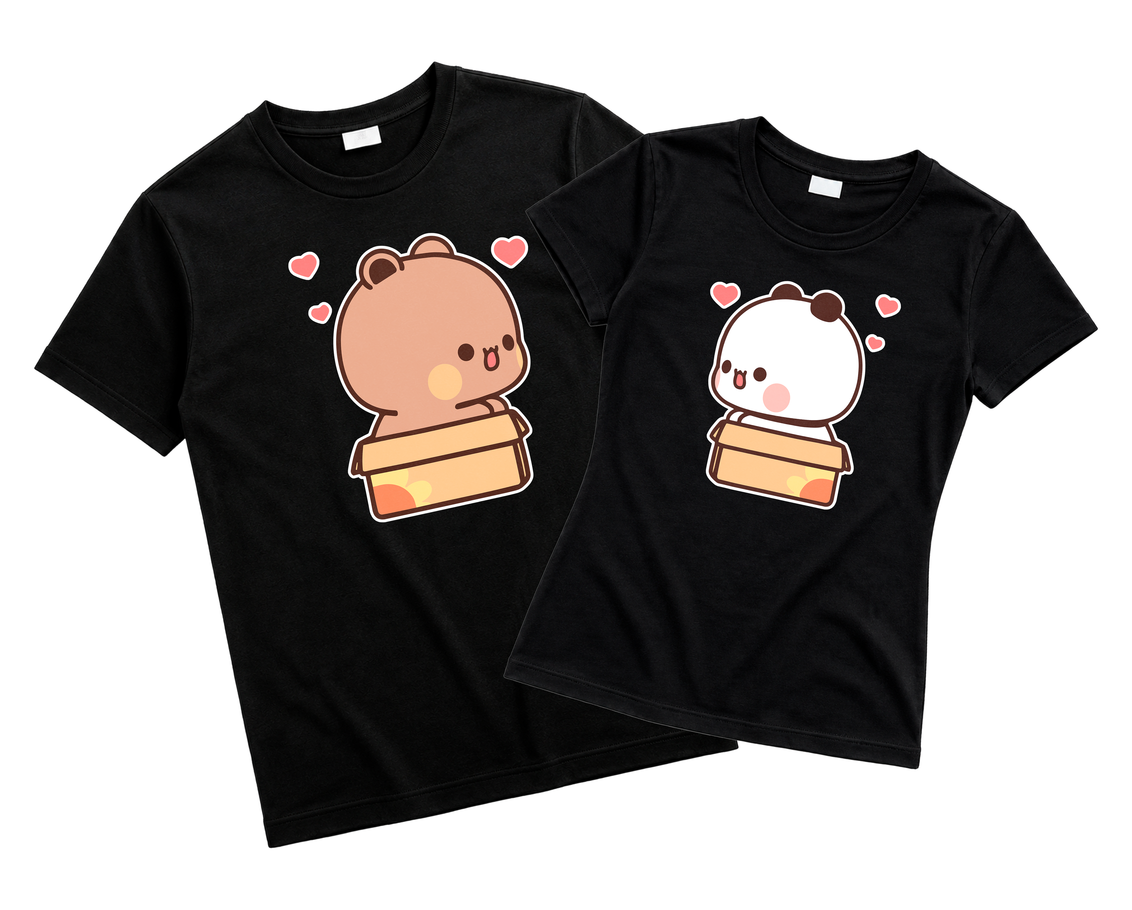 Playeras para Parejas Bubu & Dudu en su Cajita | Match Kawaii (Incluye 2 Playeras)