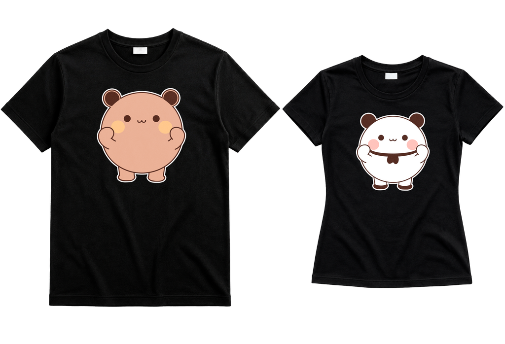 Playeras para Parejas Bubu & Dudu Cachetones | Match Kawaii para Novios (Incluye 2 Playeras)