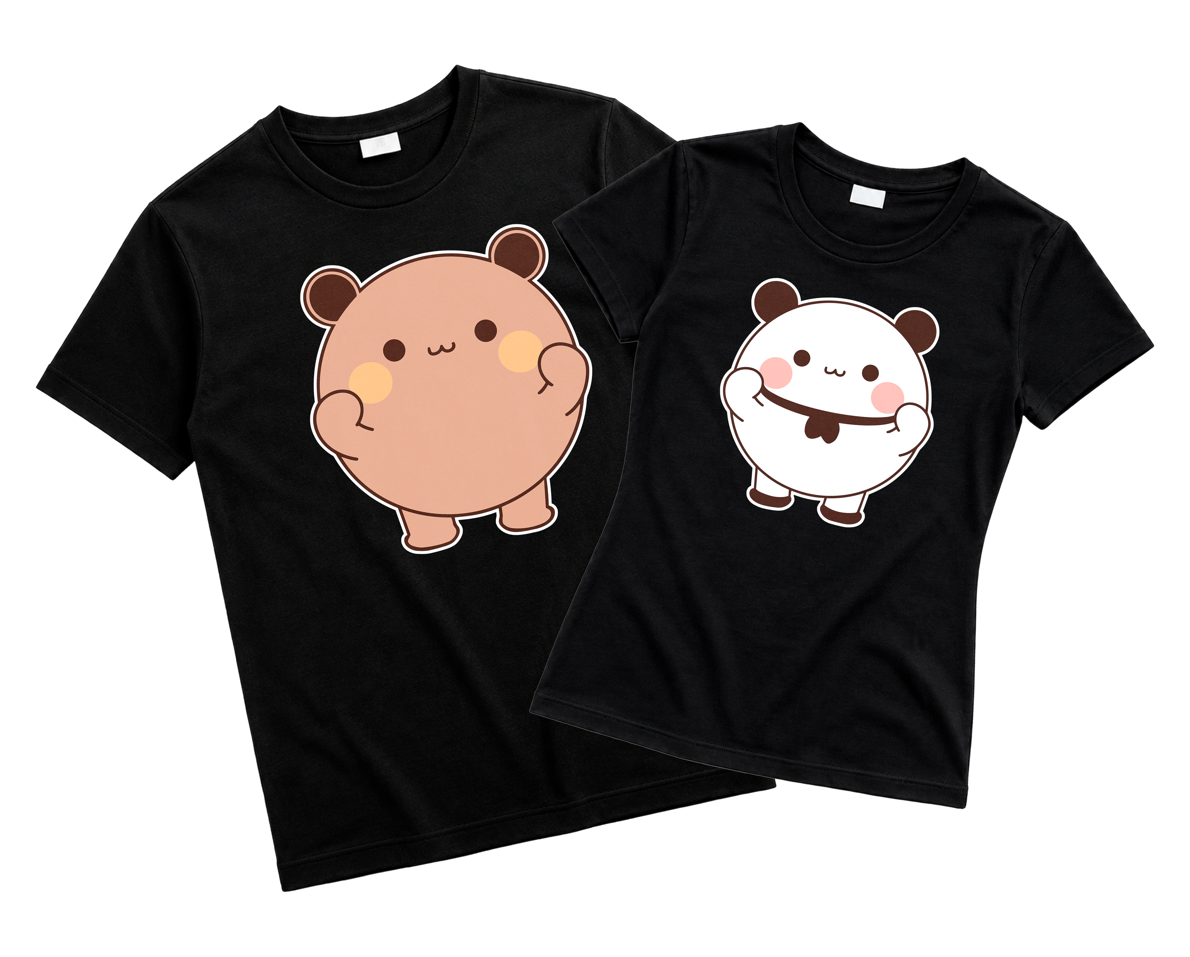 Playeras para Parejas Bubu & Dudu Cachetones | Match Kawaii para Novios (Incluye 2 Playeras)