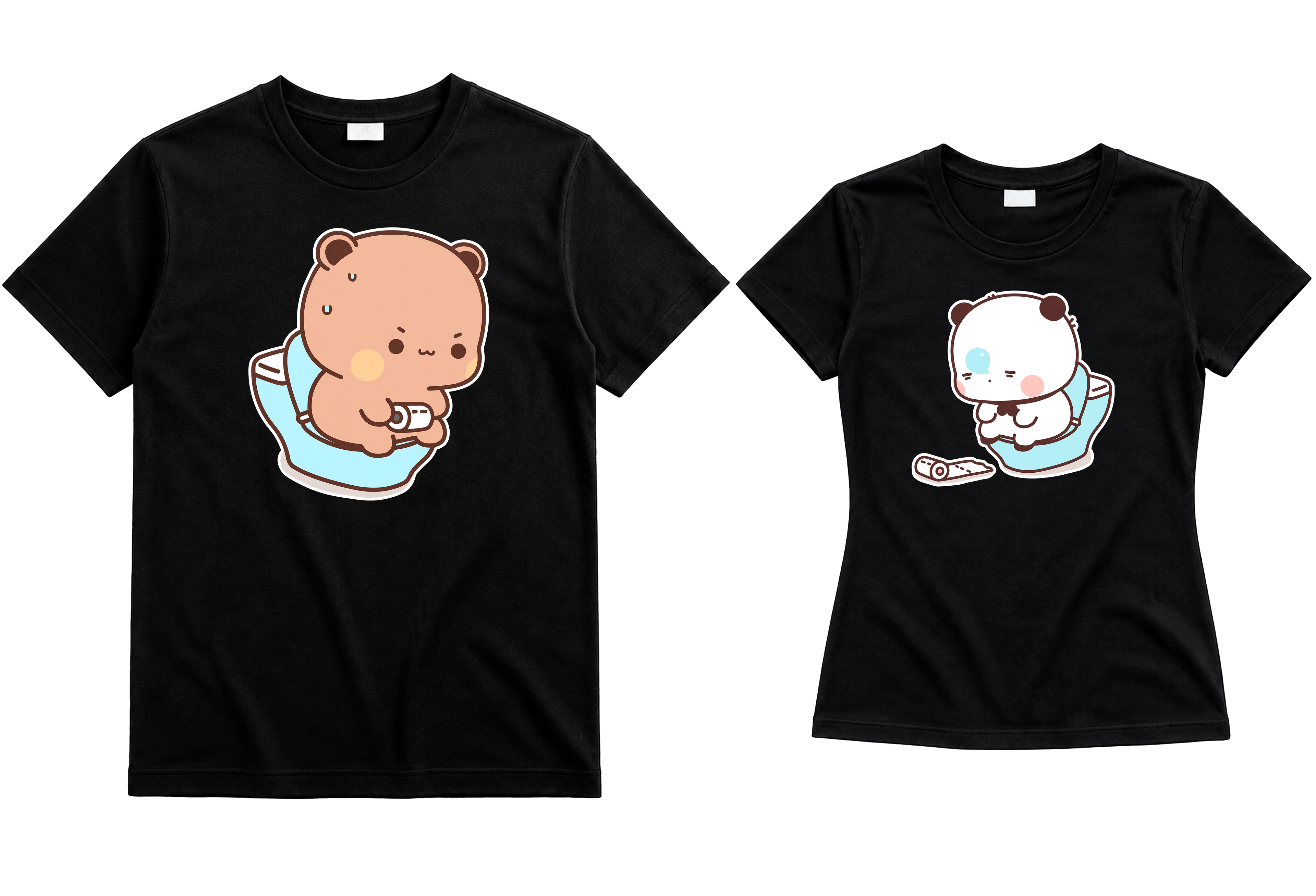 Playeras para Parejas Bubu & Dudu en el Baño | Match Divertido Kawaii (Incluye 2 Playeras)