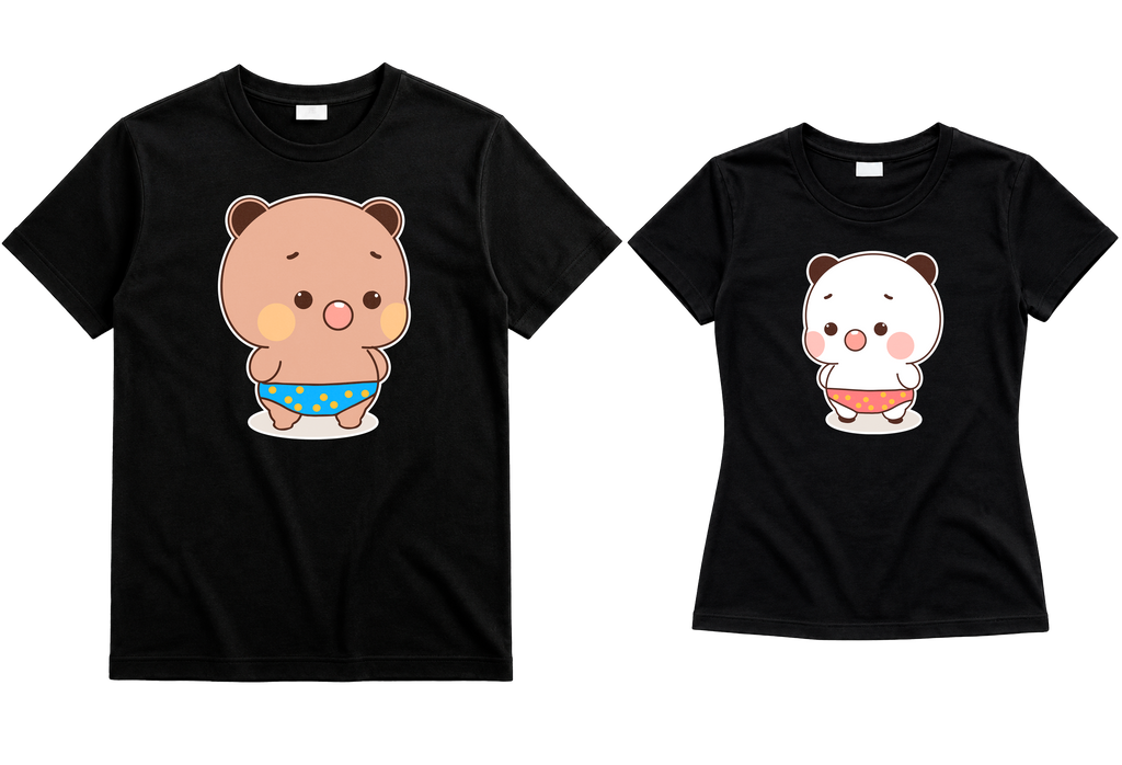 Playeras para Parejas Bubu & Dudu con Traje de Baño | Match Kawaii de Verano (Incluye 2 Playeras)