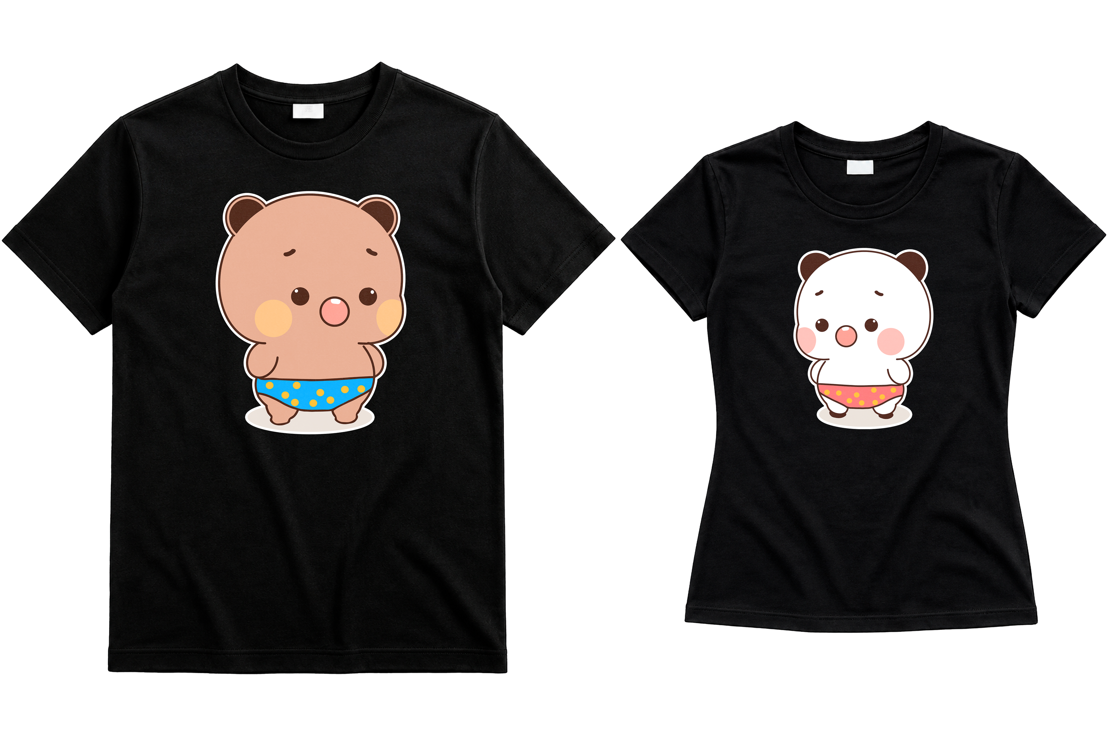 Playeras para Parejas Bubu & Dudu con Traje de Baño | Match Kawaii de Verano (Incluye 2 Playeras)