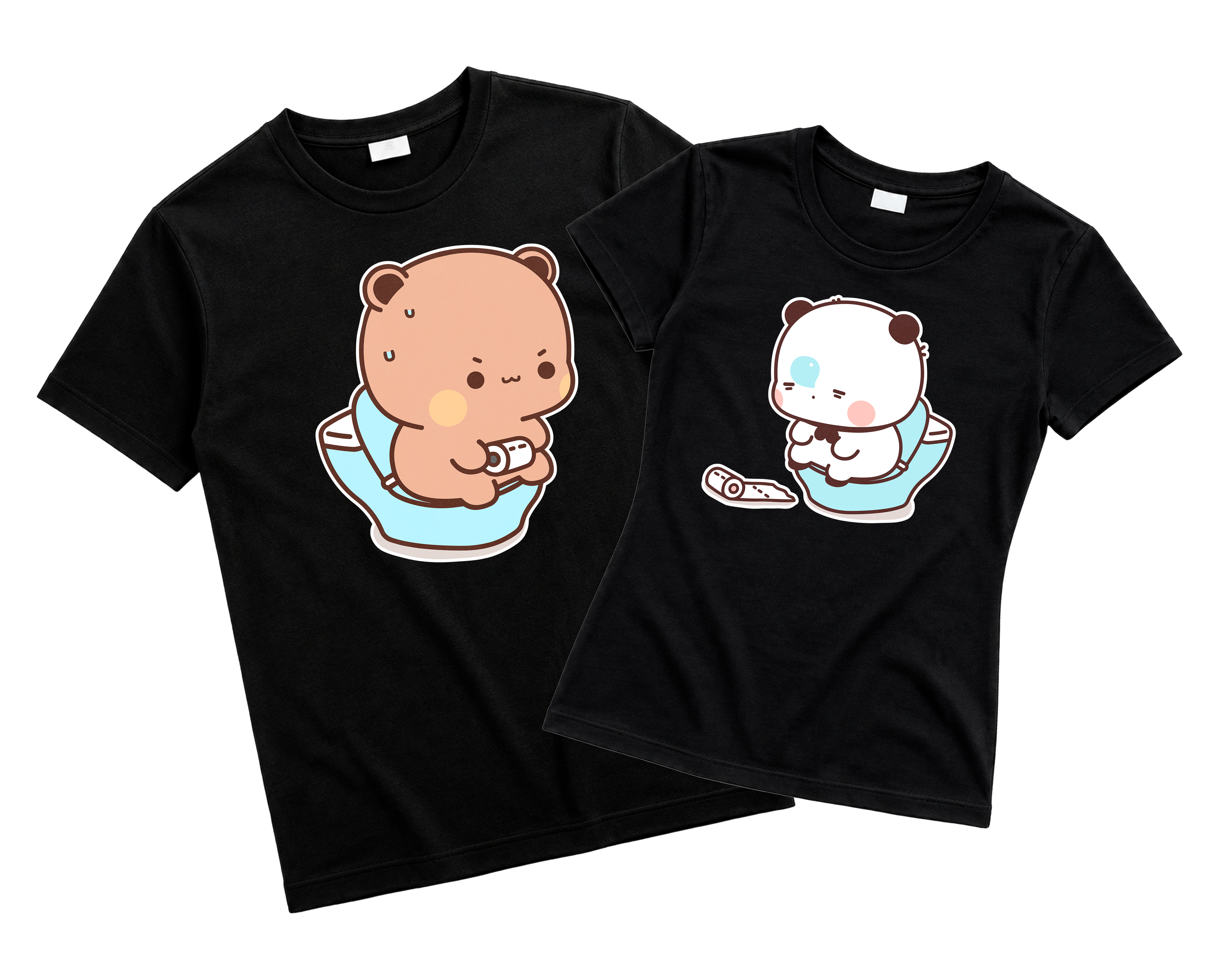 Playeras para Parejas Bubu & Dudu en el Baño | Match Divertido Kawaii (Incluye 2 Playeras)