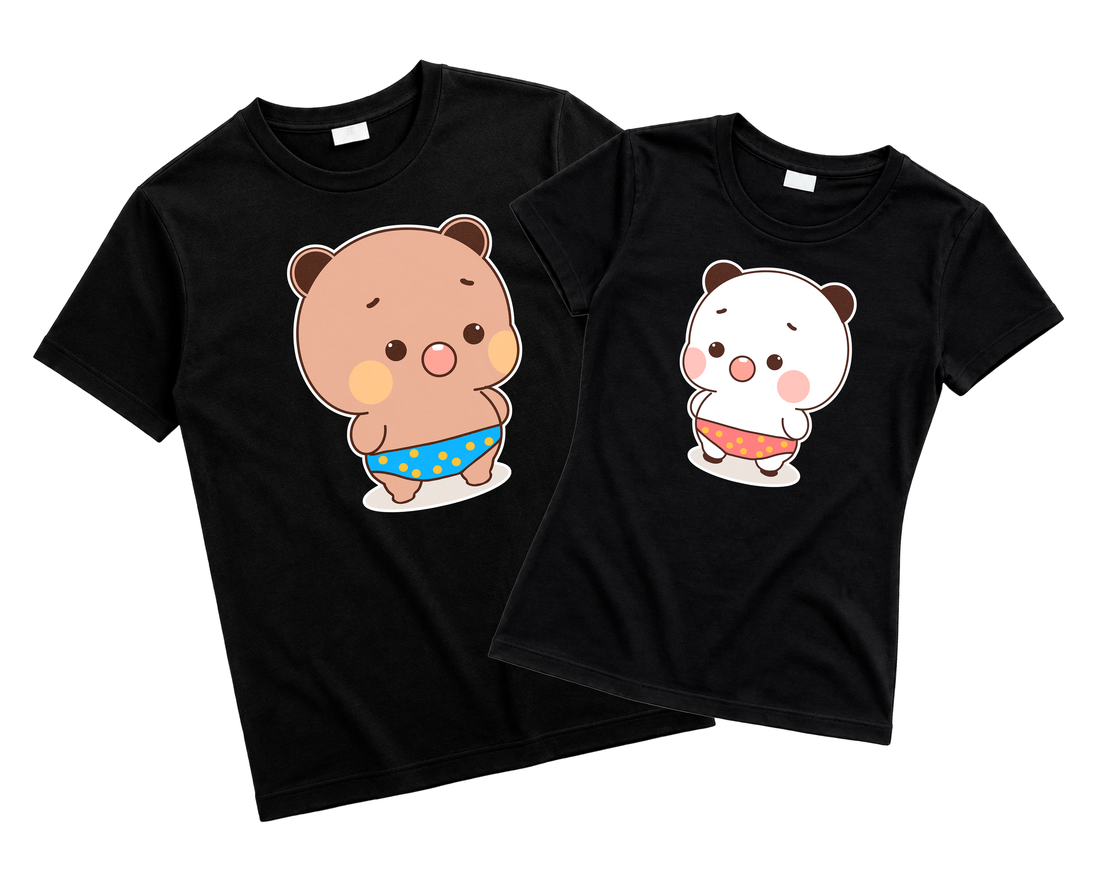 Playeras para Parejas Bubu & Dudu con Traje de Baño | Match Kawaii de Verano (Incluye 2 Playeras)