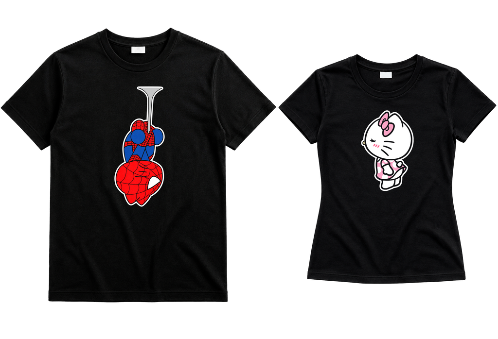 Playeras para Novios Spider-Man & Hello Kitty | Match para Parejas (Incluye 2 Playeras)