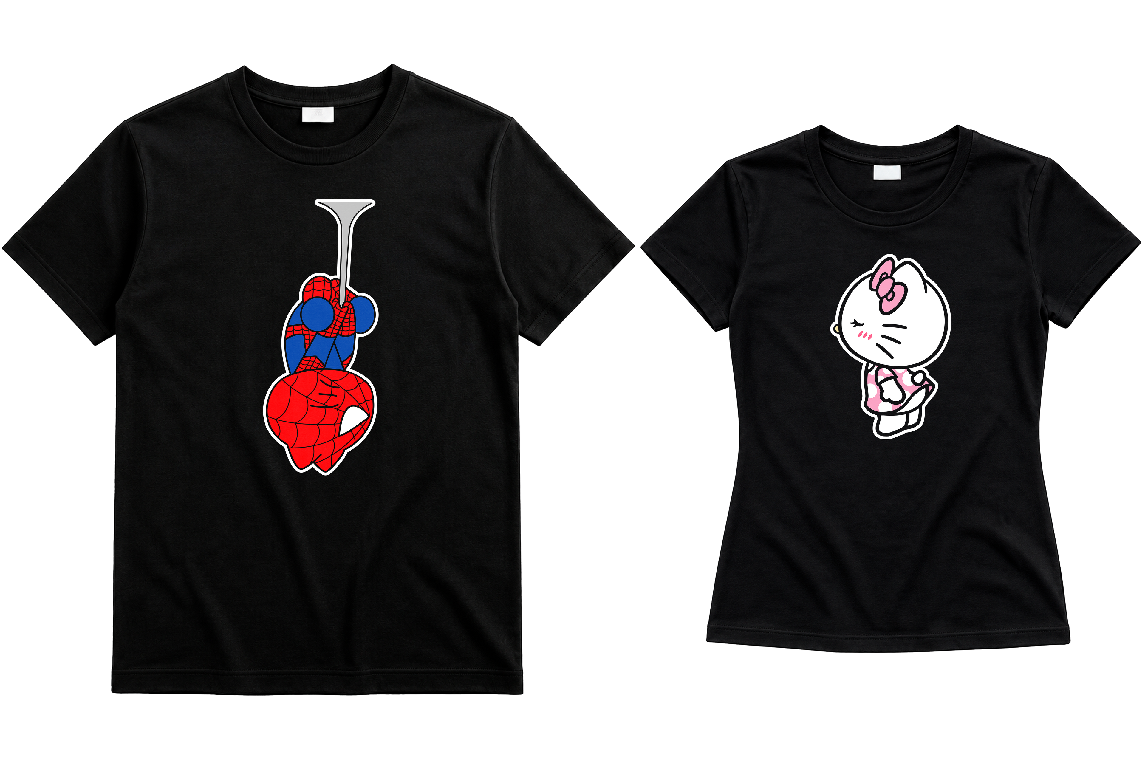Playeras para Novios Spider-Man & Hello Kitty | Match para Parejas (Incluye 2 Playeras)