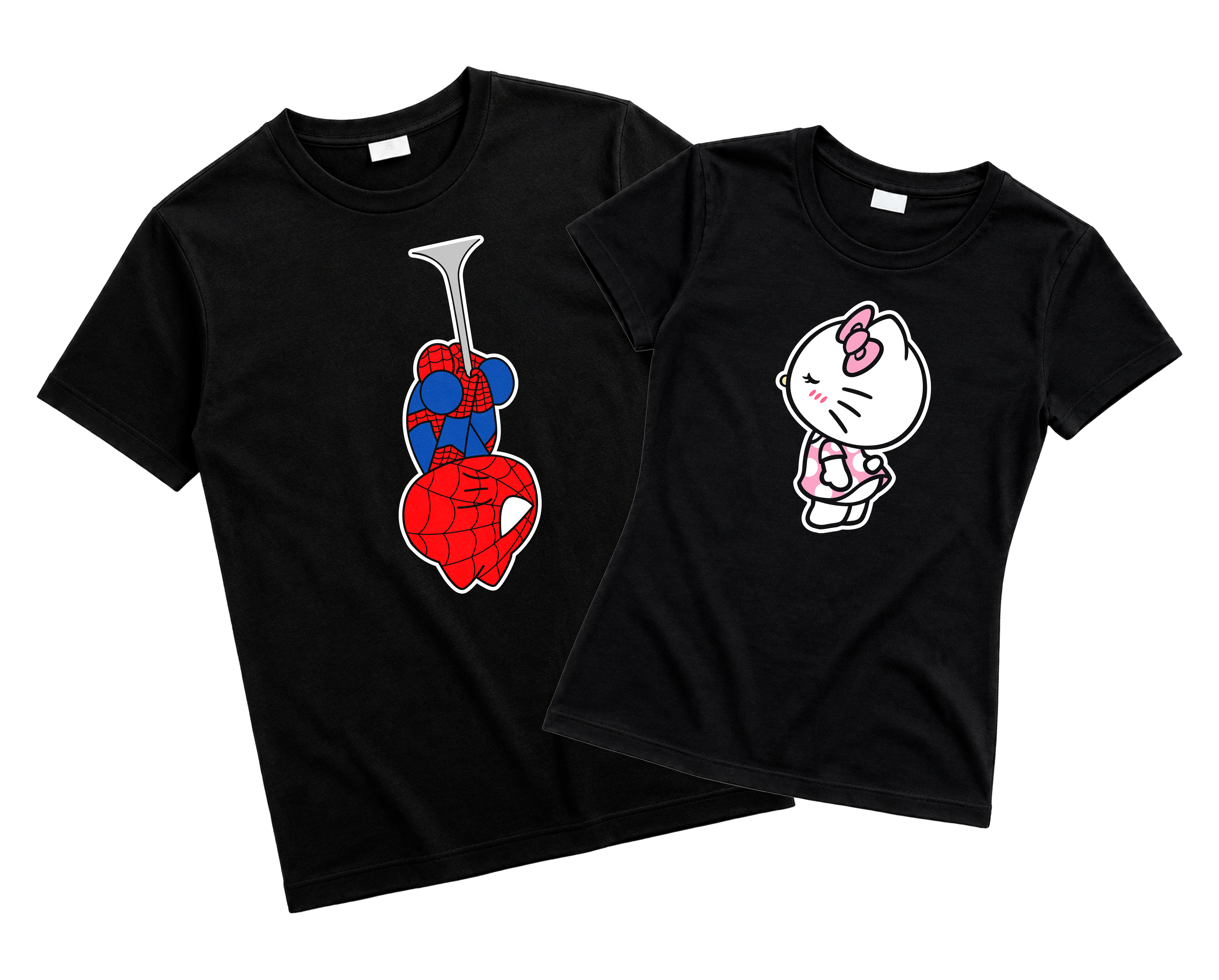 Playeras para Novios Spider-Man & Hello Kitty | Match para Parejas (Incluye 2 Playeras)