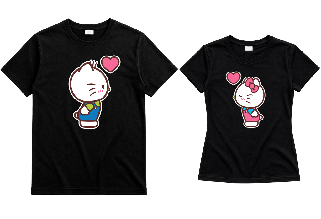 Playeras para Parejas Hello Kitty | Match Ideal para Novios (Incluye 2 Playeras)